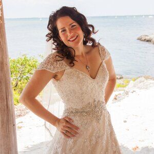Karelina Sposa Exclusive Wedding Dress, Size 8, Champagne